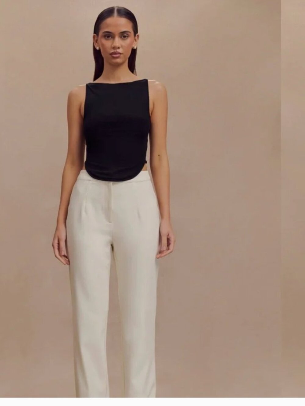 Meshki Allanah Straight Leg Pant Minimalist Quiet Luxury High Waisted sz L